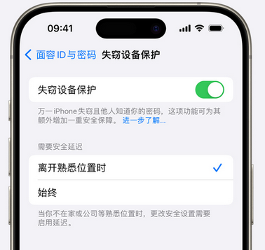 龙游苹果手机维修分享iOS17'失窃设备保护'功能是什么？ 